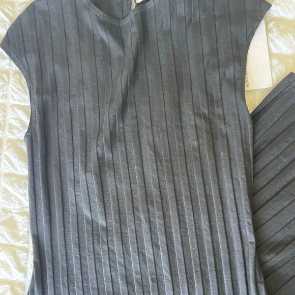 Reformation black astra ribbed open slit midi dress - Picture 4 of 9